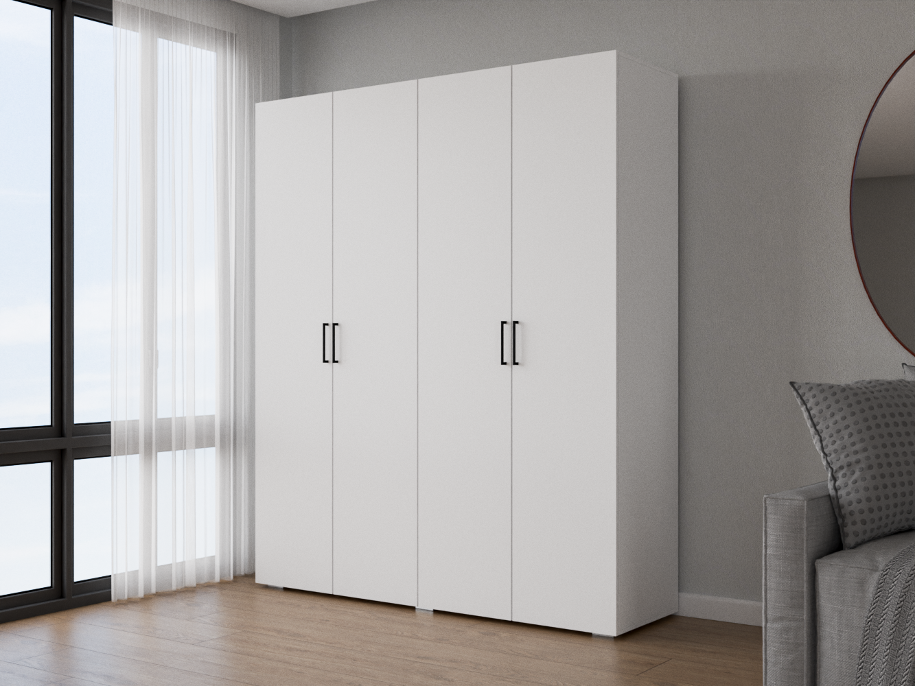 Распашной шкаф Хемнэс 3 white ИКЕА (IKEA) изображение товара
