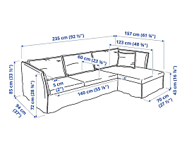 Изображение товара Угловой диван Бакселен white ИКЕА (IKEA) на сайте adeta.ru